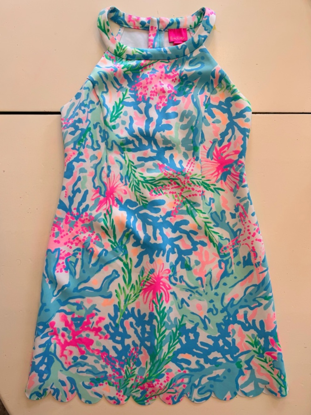 Lilly Pulitzer Girls' Halter Dress in Aqua, Pink, Green